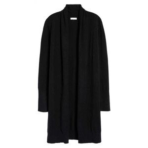 Leith Black Open Front Long Cardigan Sweater XXS